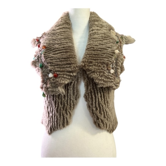 Alberto Makali Lamb Skin Vest Embellished Genuine Stones Festival Boho Small - Picture 1 of 13